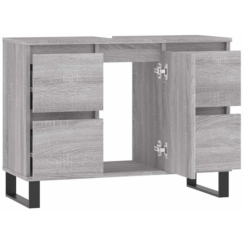 vidaXL Single Door 4 Drawer Grey Sonoma Bathroom Cabinet Image 4