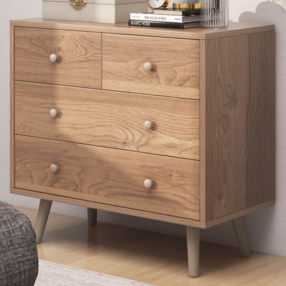 Costway 4 Drawer Natural Chest of Drawers Image 1