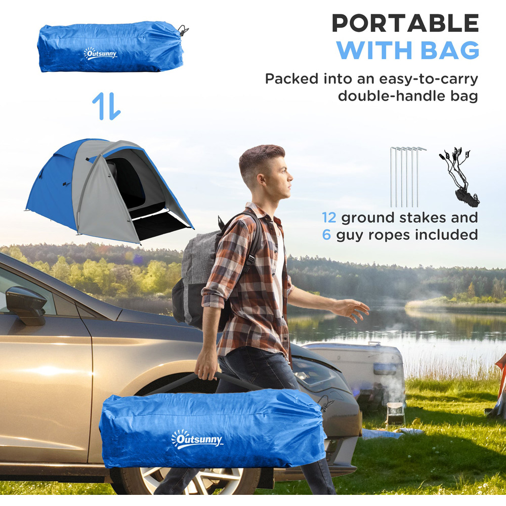Outsunny 2-3 Person Waterproof Camping Tent Blue Image 7