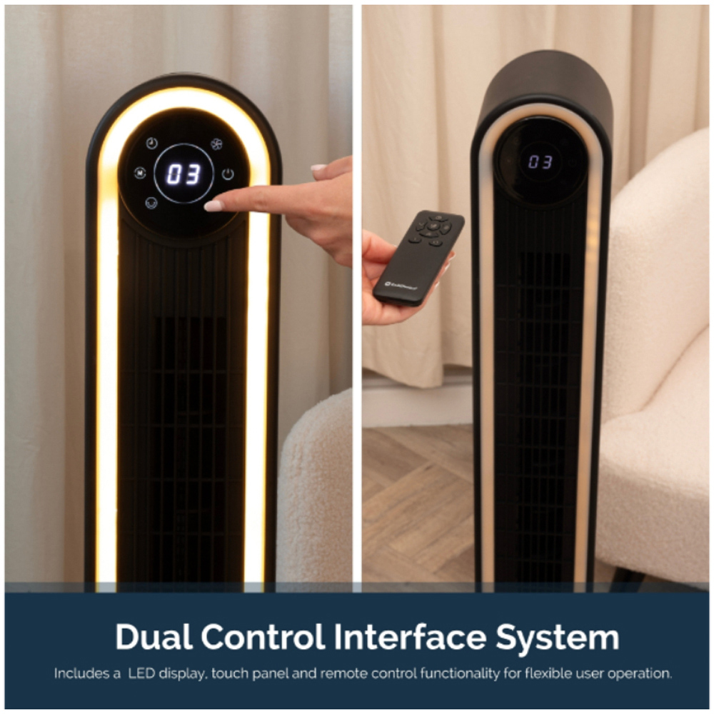 Rediffusion Halo Black Quiet Cooling Digital Tower Fan with Warm White Halo Light 42 inch Image 7