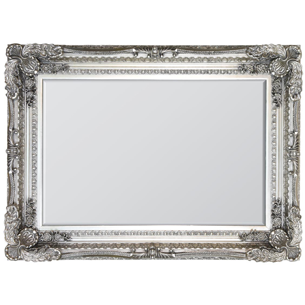 Carved Louis Silver Wall Mirror 117 x 87cm Image 3