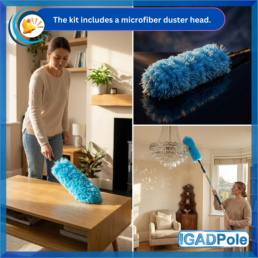 IGAD Pole Extension Pole Dusting Set with Squeegee and 3 Attachments 5m Image 4