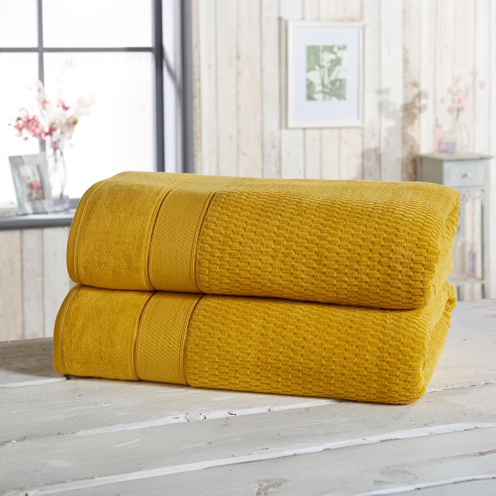 Rapport Home Royal Velvet Pure Cotton Ochre Bath Sheet Set of 2 Image 2