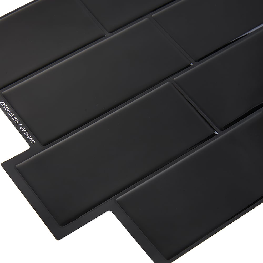 Living and Home Brick Effect Black Rectangle Self Adhesive Wall Sticker 10 Pack Image 4