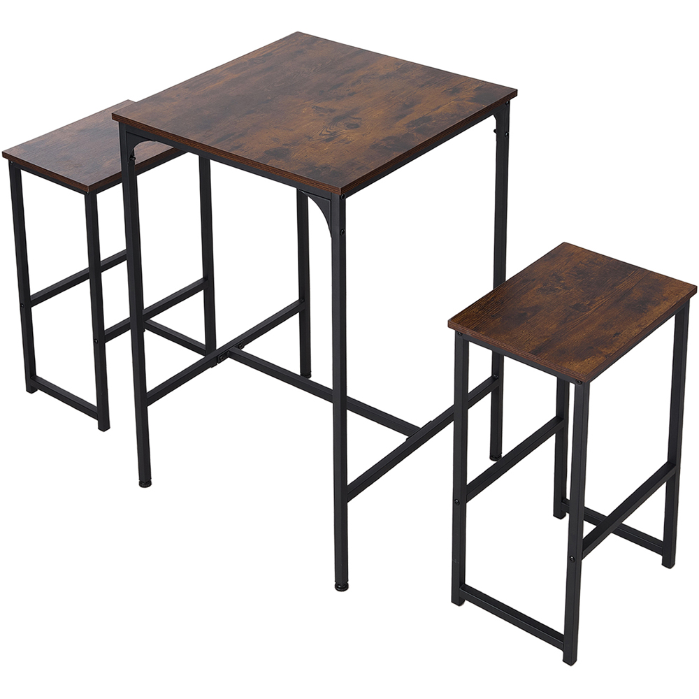 Living and Home 2 Seater Vintage Black Bar Table and Stool Set Image 2