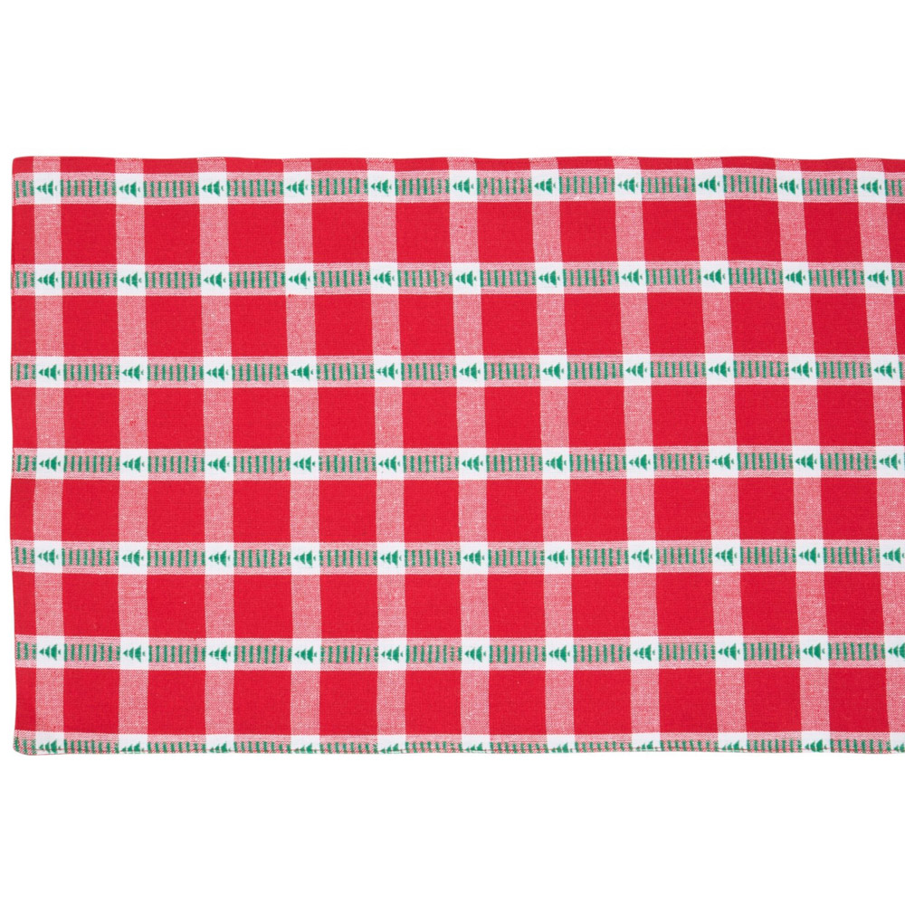Checkered Tree Table Runner Red Image 5