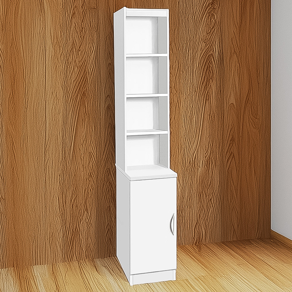 R White Cabinets Single Door 4 Shelf White Desk Height Cupboard with Hutch Image 1