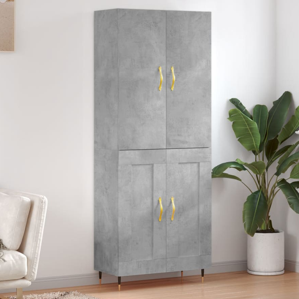 vidaXL 4 Door Concrete Grey Highboard Image 1