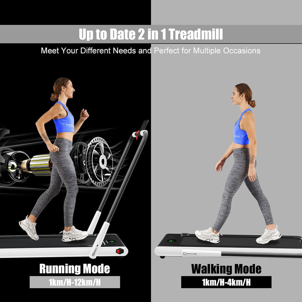 Costway 2 in 1 White Foldable Treadmill with Bluetooth Speaker Image 7