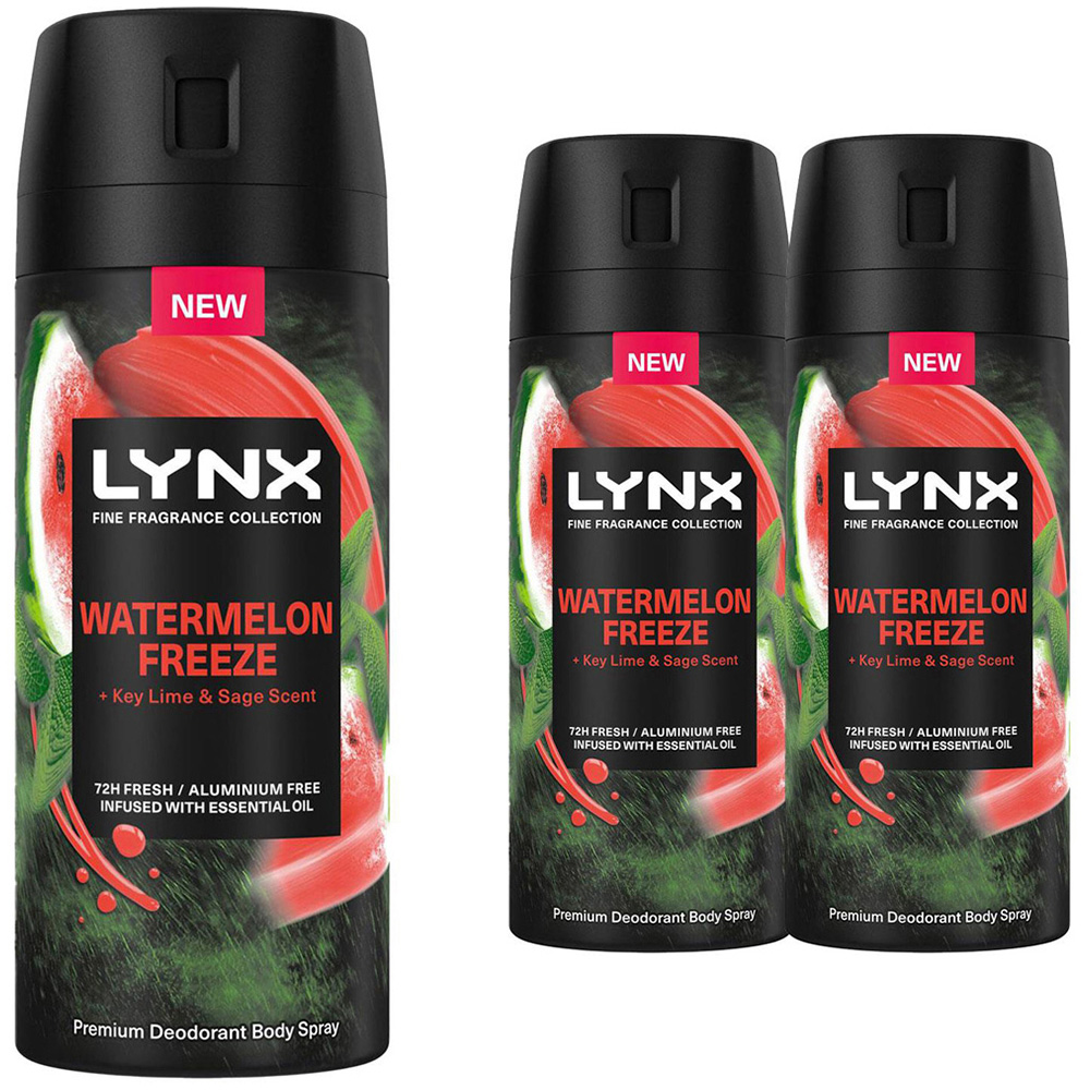 Lynx Men Watermelon Freeze 72Hrs Freshness Deodorant 150ml 3 Pack Image 1