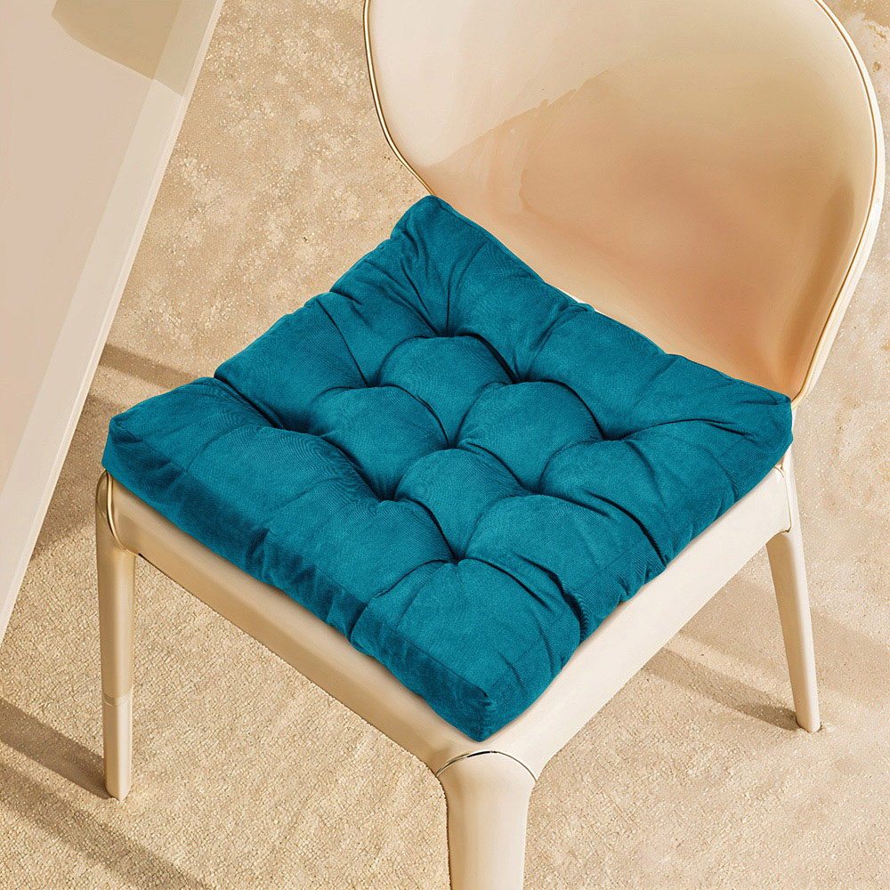 Living and Home Blue Soft Corduroy Chair Cushion 55 x 55cm Image 7