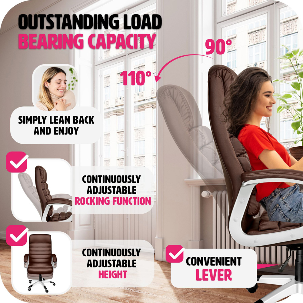tectake Paul Brown Height Adjustable Padded Office Chair Image 4