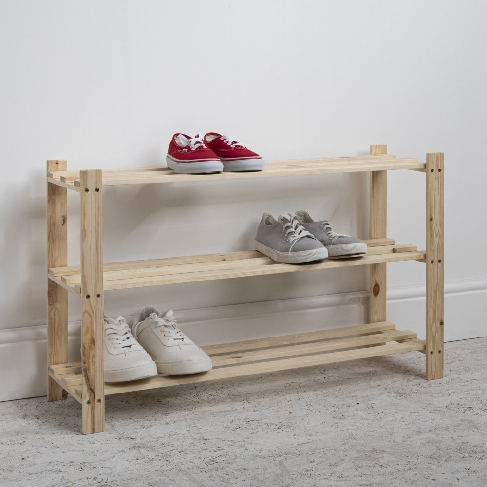 Noa and Nani 3 Shelf Natural Pine Shoe Rack Image 2