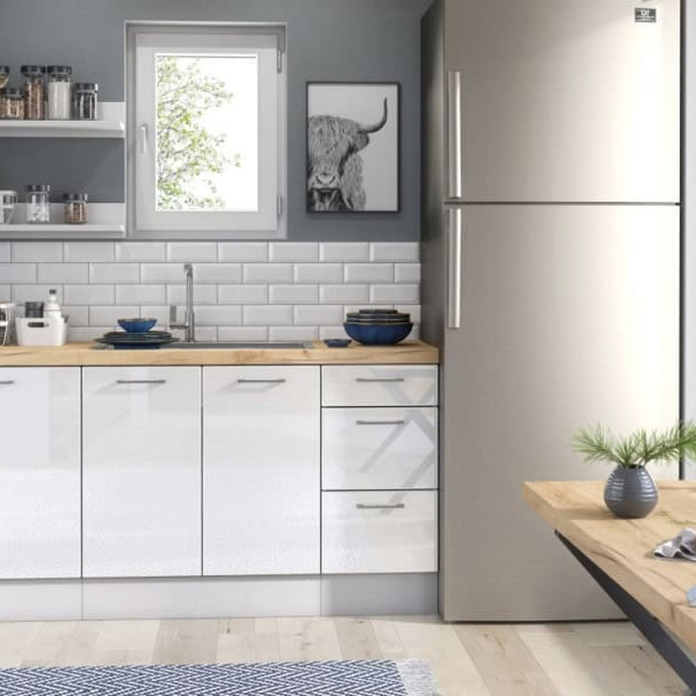 Impact Furniture Ella White High Gloss Kitchen Sink Base Unit 800mm Image 4