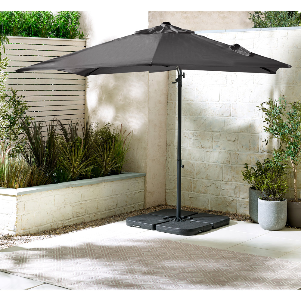 Furniturebox Gretna Grey Square Outdoor Cantilever Parasol and Base Image 2