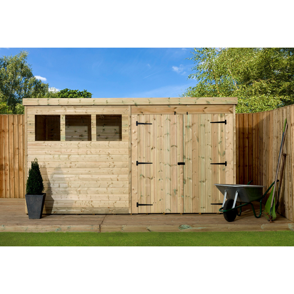 Empire Sheds 4000 12 x 7ft Double Door Tongue and Groove Wooden Pent Garden Shed Image 4