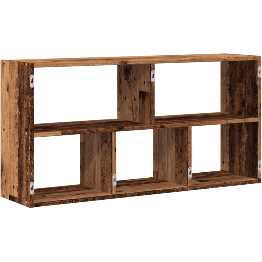 vidaXL 5 Shelf Smoked Oak Floating Wall Shelf Image 4