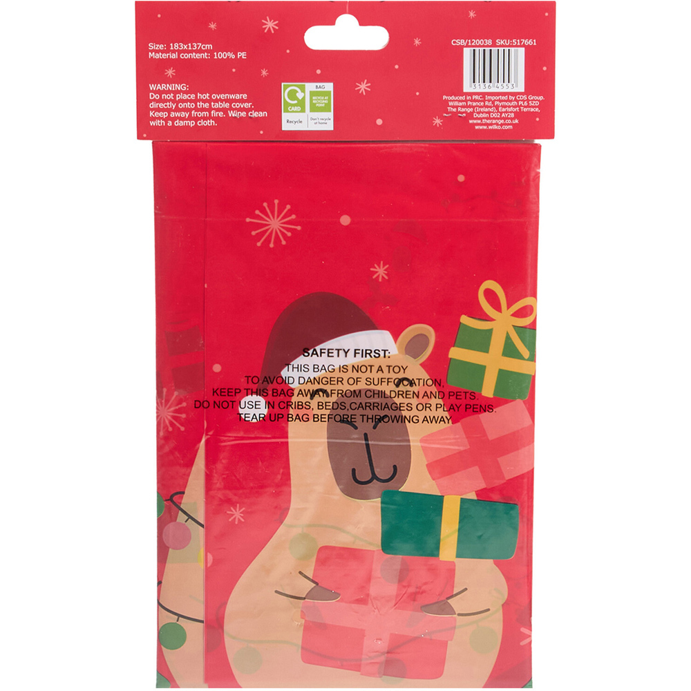Christmas Capybara Reusable Table Cover Red Image 4