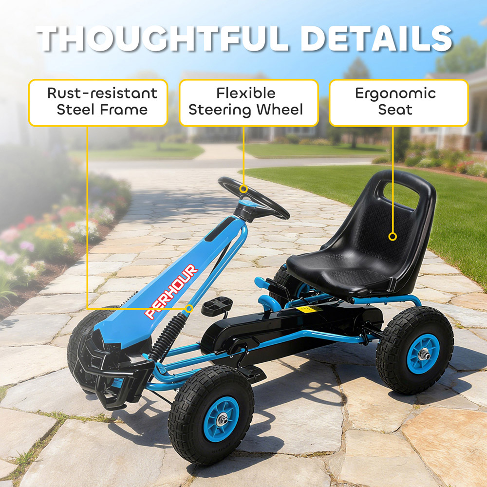Tommy Toys AIYAPLAY Blue Adjustable Seat Kids Pedal Go Kart with EVA Tyres Image 7