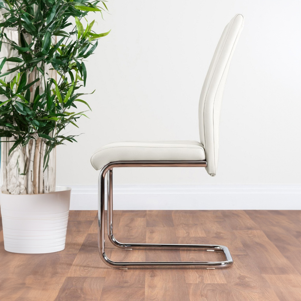 Furniturebox Molini Fortana 6 Seater Dining Set Grey Gloss White and Chrome Image 4