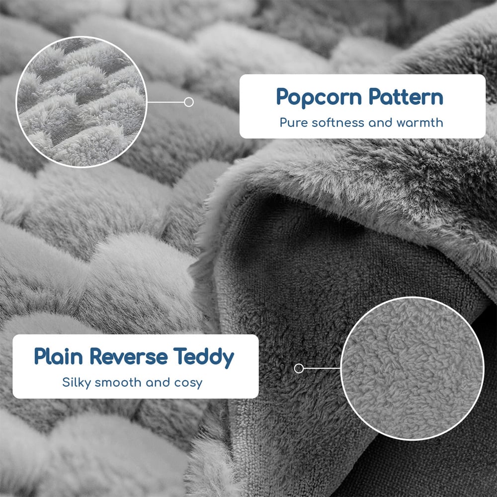 Velosso Super King Size Silver Chunky Popcorn Fitted Sheet Image 4