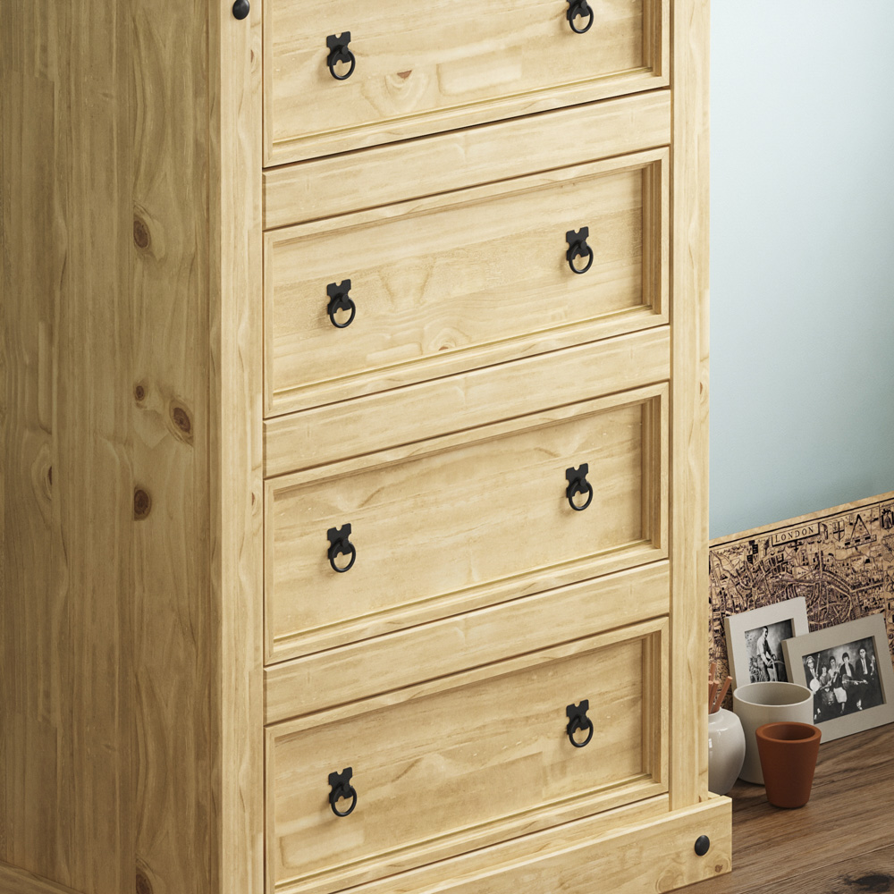 Vida Designs Corona 4 Drawer Pine Chest of Drawers Image 4