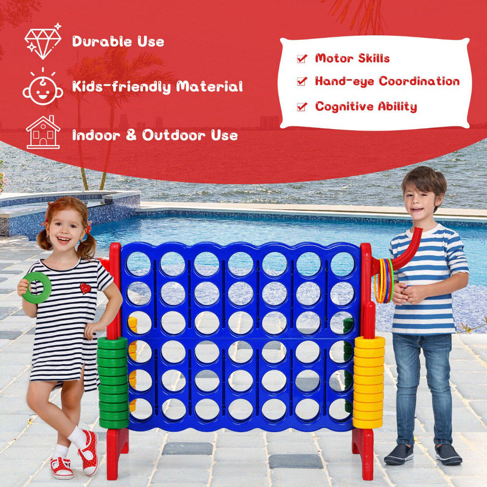 Costway Red and Blue Giant 4 In A Row Connect Game Set with 42 Rings Image 5