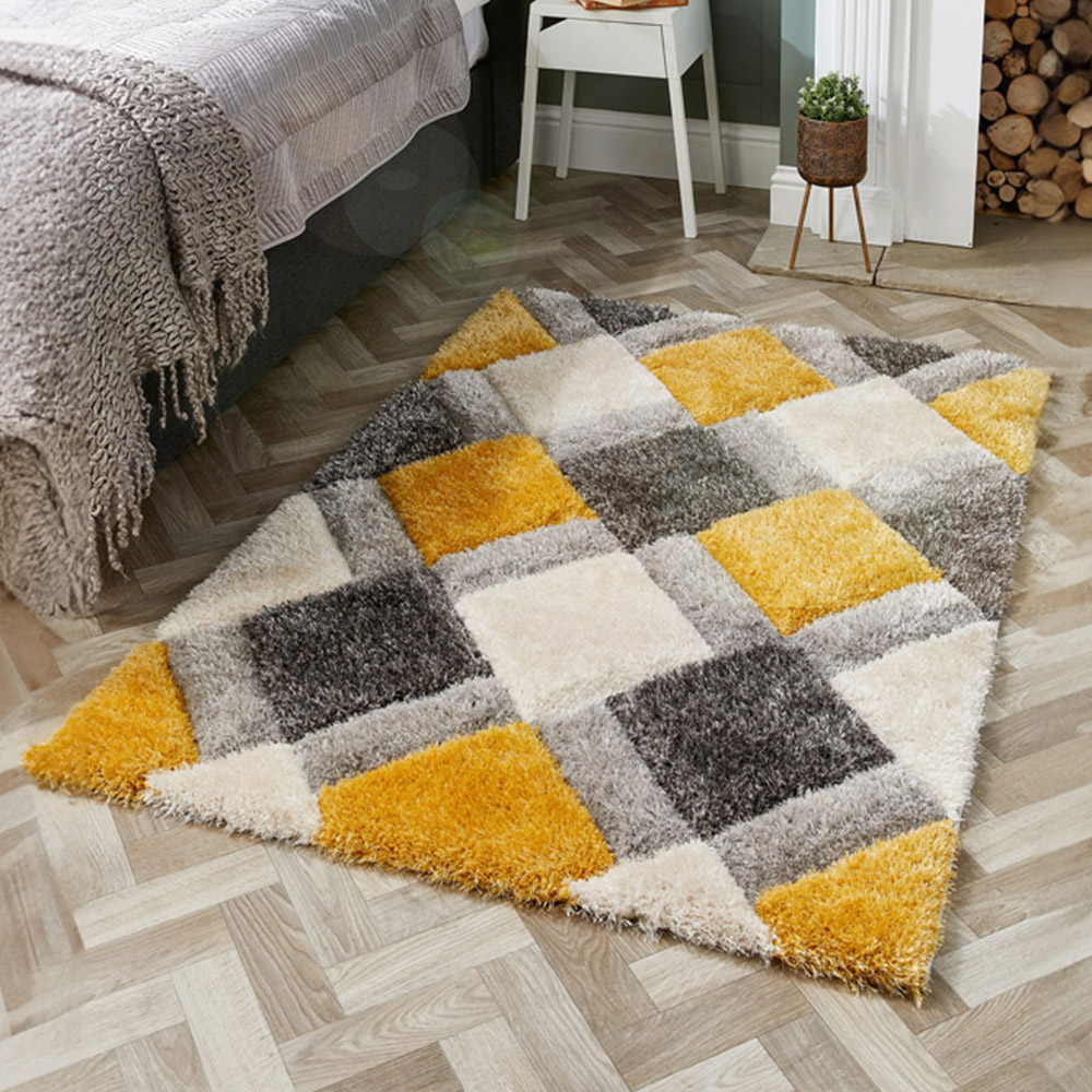 Origins Ochre 3D Geo Shaggy Carved Rug 80 x 150cm Image 2