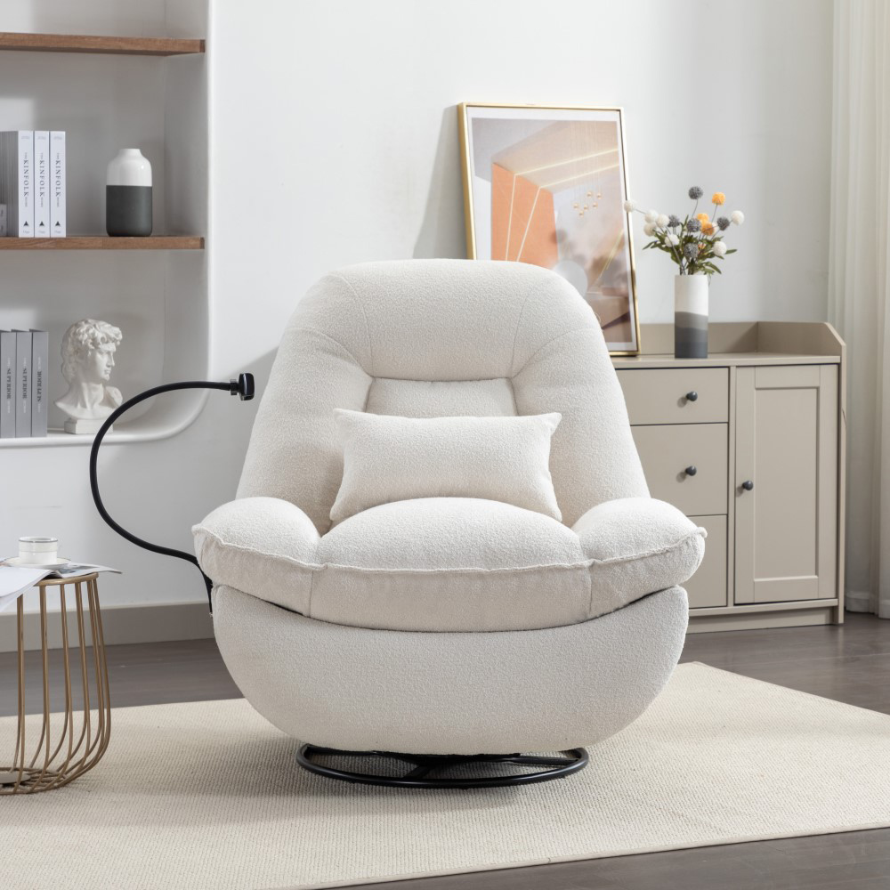 Artemis Home Fallon Cream Boucle Swivel Recliner Chair Image 3