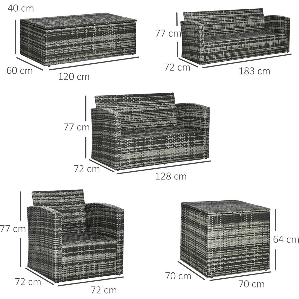Outsunny 7 Seater Rattan Grey Garden Lounge Set Image 7