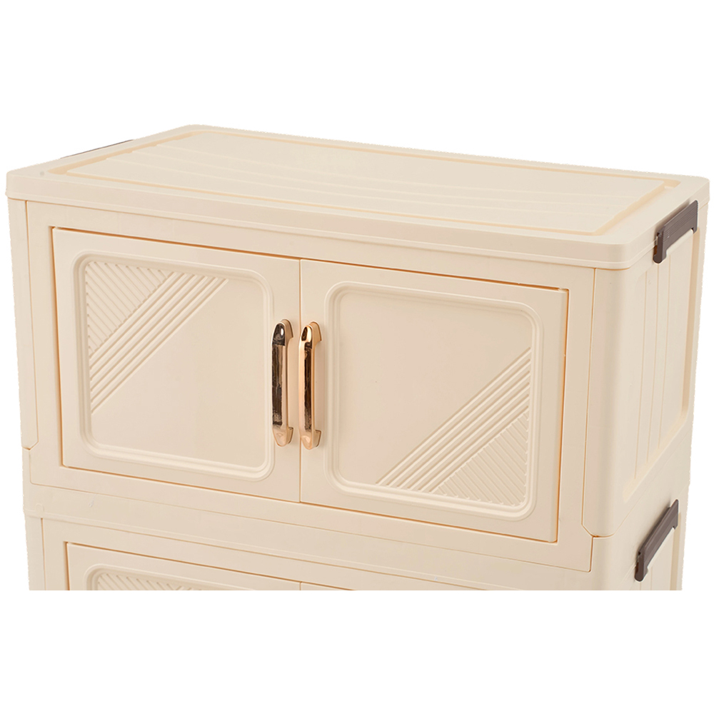 Living and Home 4-Tier Cream Foldable Storage Cabinet with Castors Image 3
