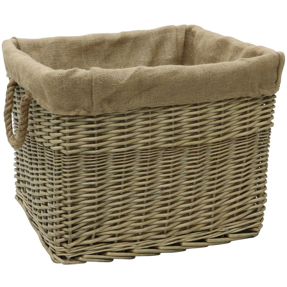 JVL Willow Antique Wash Log Basket with Rope Handles 38 x 50 x 42cm Image 1