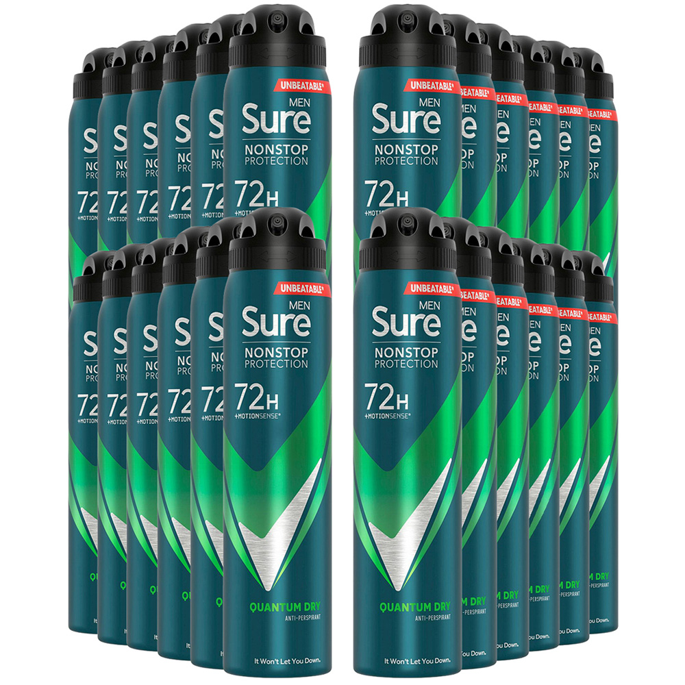 Sure Men 72H Non-Stop Protection Anti Perspirant Quantum Dry Deodorant Spray 250ml 24 Pack Image 1