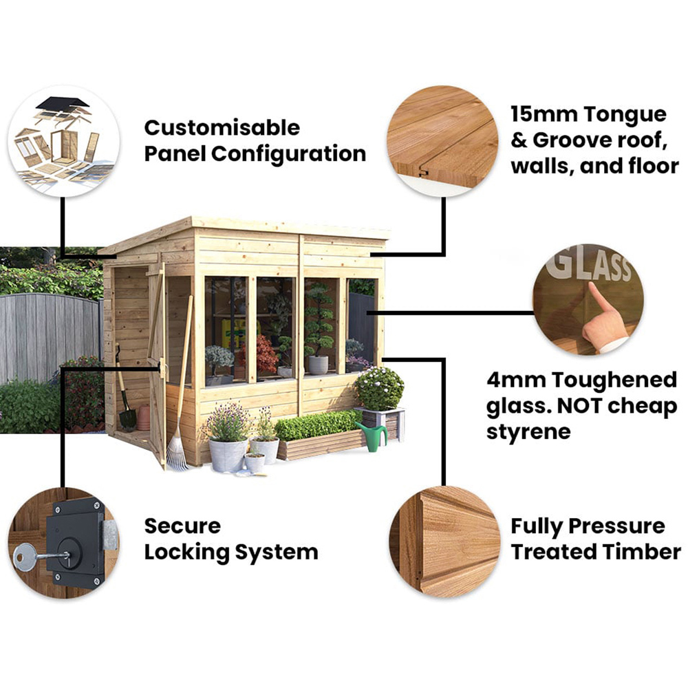 Dunster House Overlord 4 x 10ft Modular Brown Superfelt Pent Potting Shed Image 4