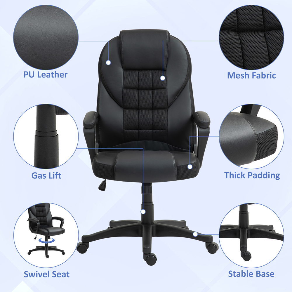 Portland Black Executive Office Chair with High Back and Armrests Image 7