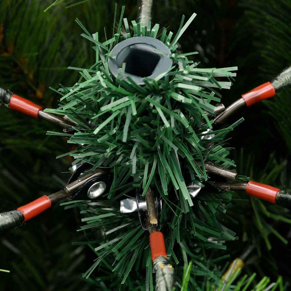 vidaXL Pre-Lit Pink Baubles Green Artificial Snow Tipped Hinged Christmas Tree 5ft Image 7
