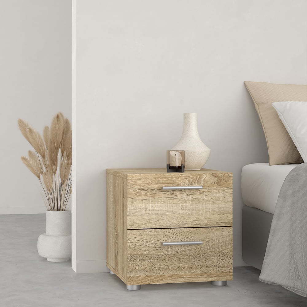 Florence 2 Drawer Oak Bedside Table Image 6
