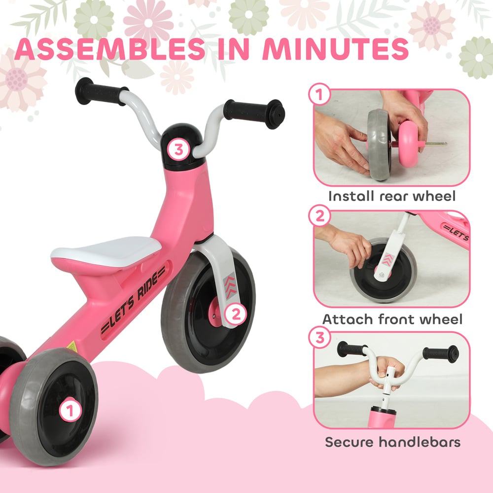 Tommy Toys Pink 3 Wheel Baby Balance Bike Image 8