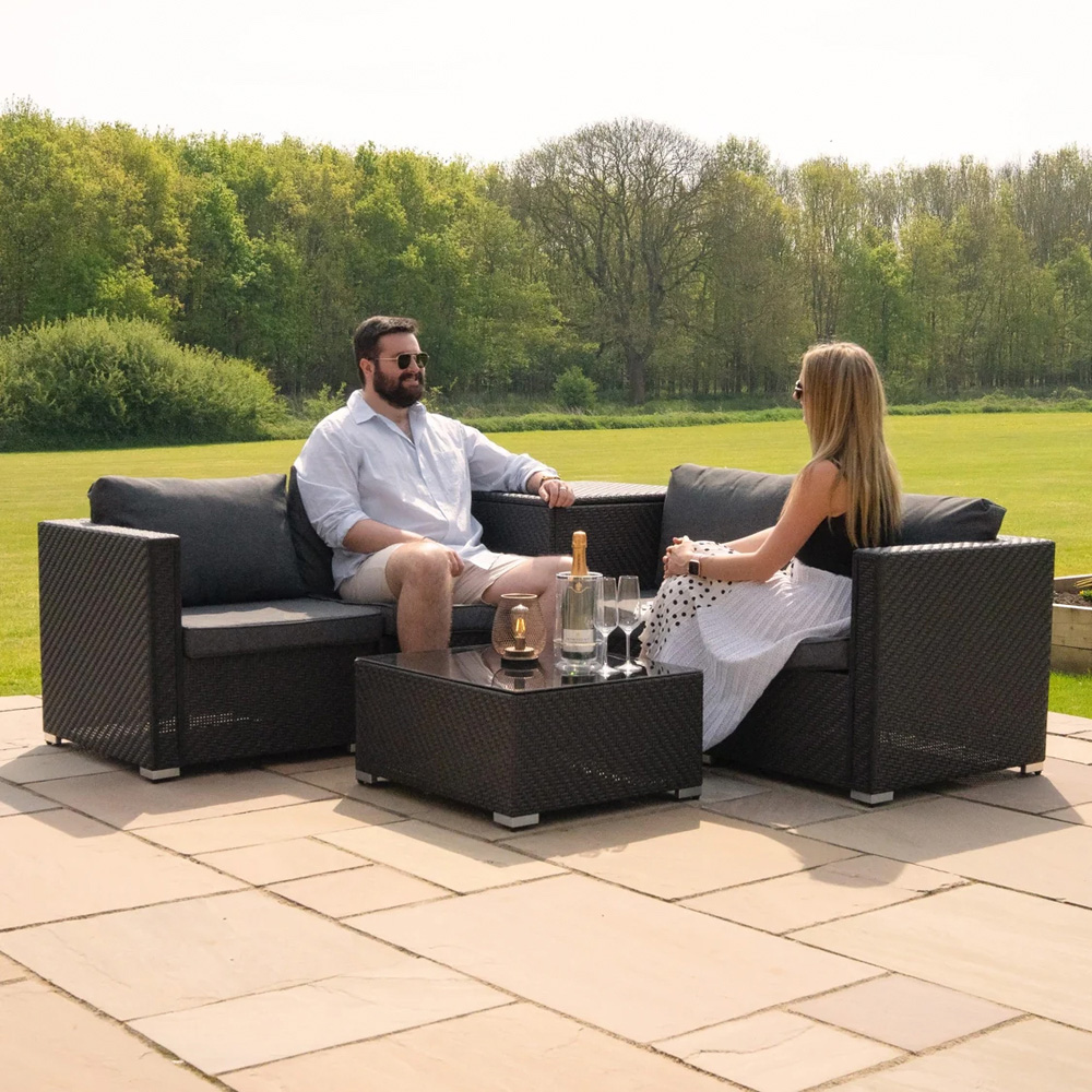 MonsterShop 6 Piece Black Rattan Modular Furniture Set Image 1