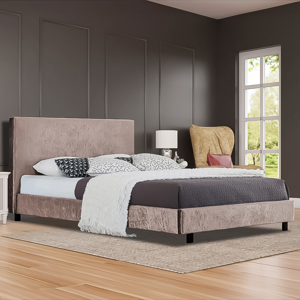 Brooklyn King Size Truffle Crushed Velvet Bed Frame Image 1