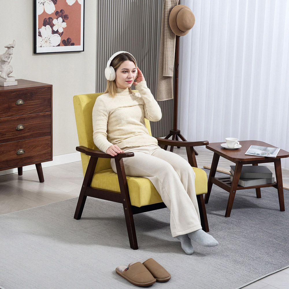 Portland Champagne Velvet Solid Wood Frame Armchair Image 4