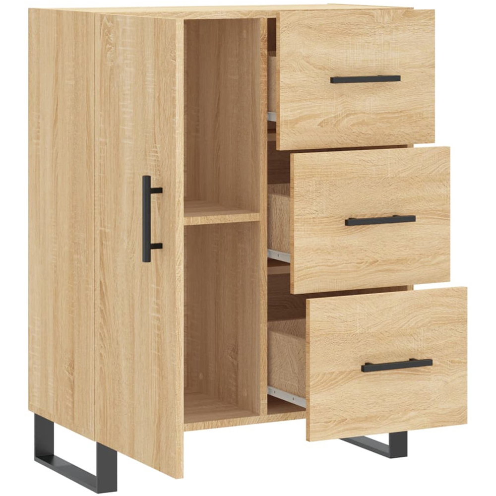 vidaXL Single Door 3 Drawer Sonoma Oak Sideboard Image 6