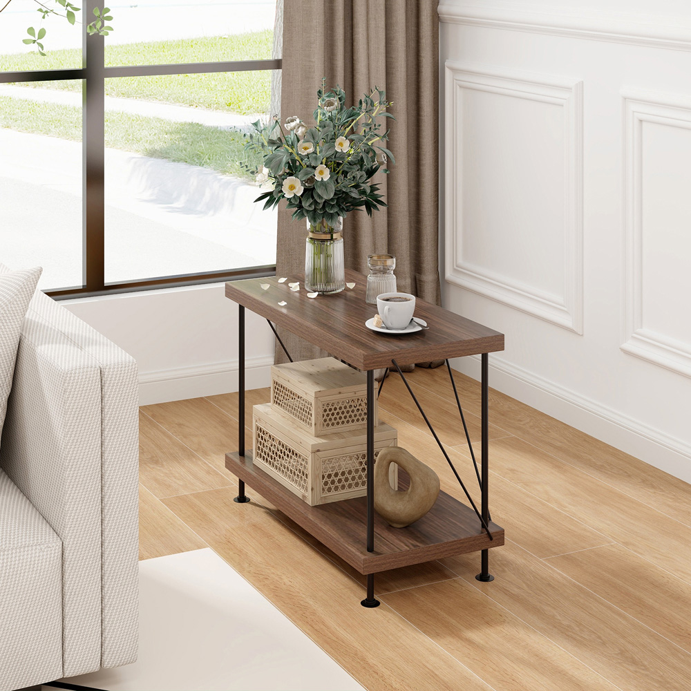 Costway 2 Shelf Brown Multipurpose Display Rack Image 4