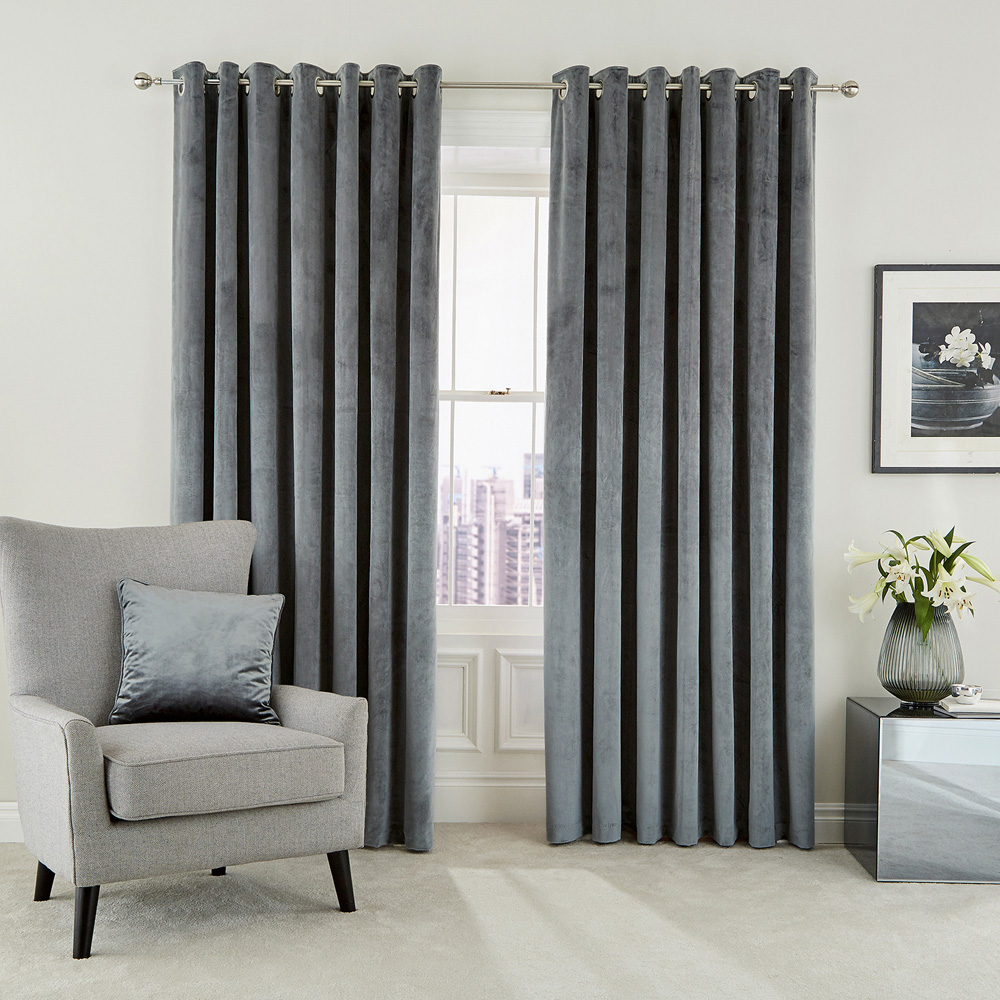 Helena Springfield Escala Lined Steel Curtains 168 x 137cm Image 3