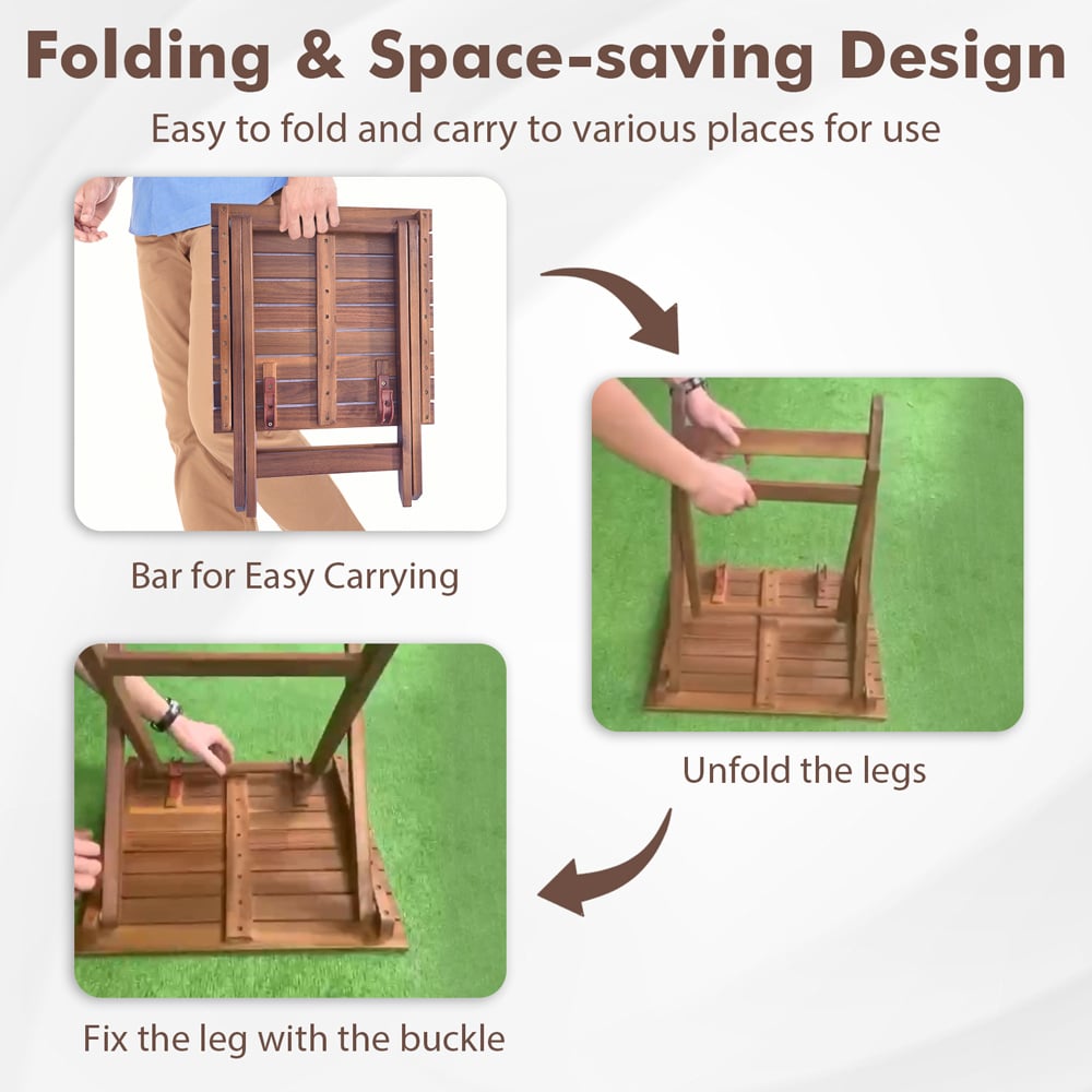 Costway Slatted Top Folding Side Table Image 8