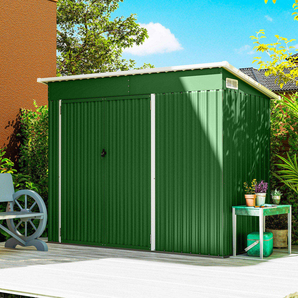 Outsunny 7.5 x 4ft Green Galvanised Steel Garden Storage Shed Image 5