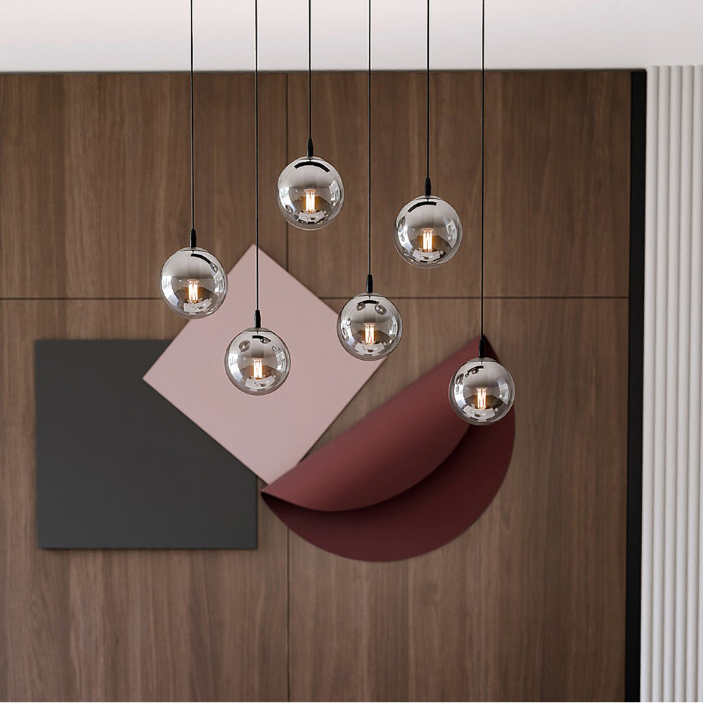 Emibig Cosmo 6 Light Graphite Shade Black E14 Ceiling Pendant Light Image 4