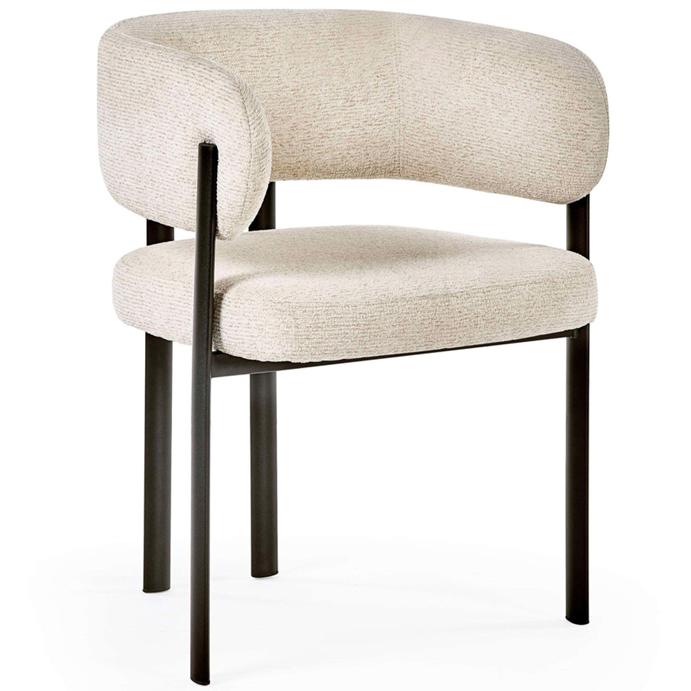 Julian Bowen Bolivia Set of 2 Cream Chenille Upholstered Dining Chair Image 2