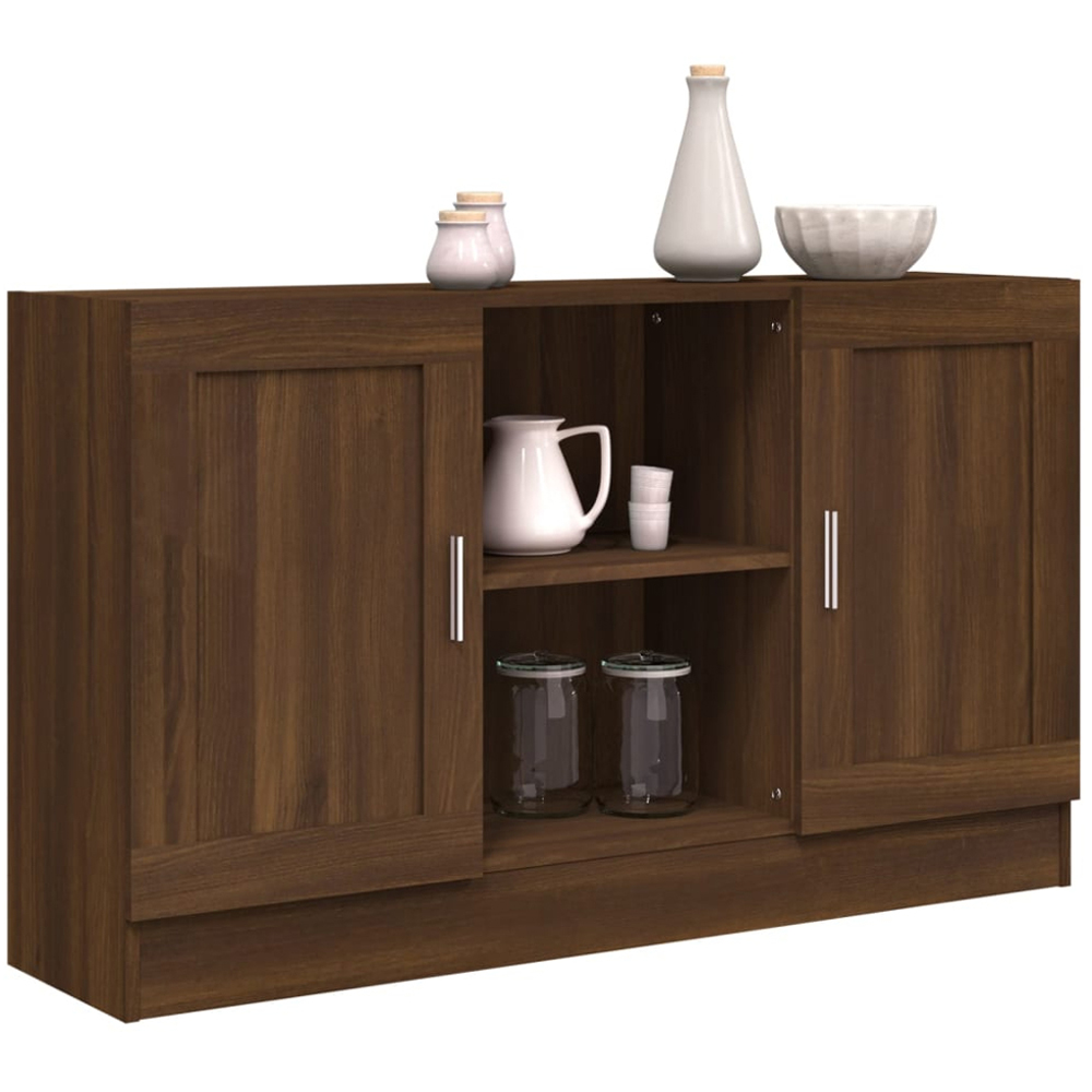 vidaXL 2 Door 2 Shelf Brown Oak Sideboard Image 7