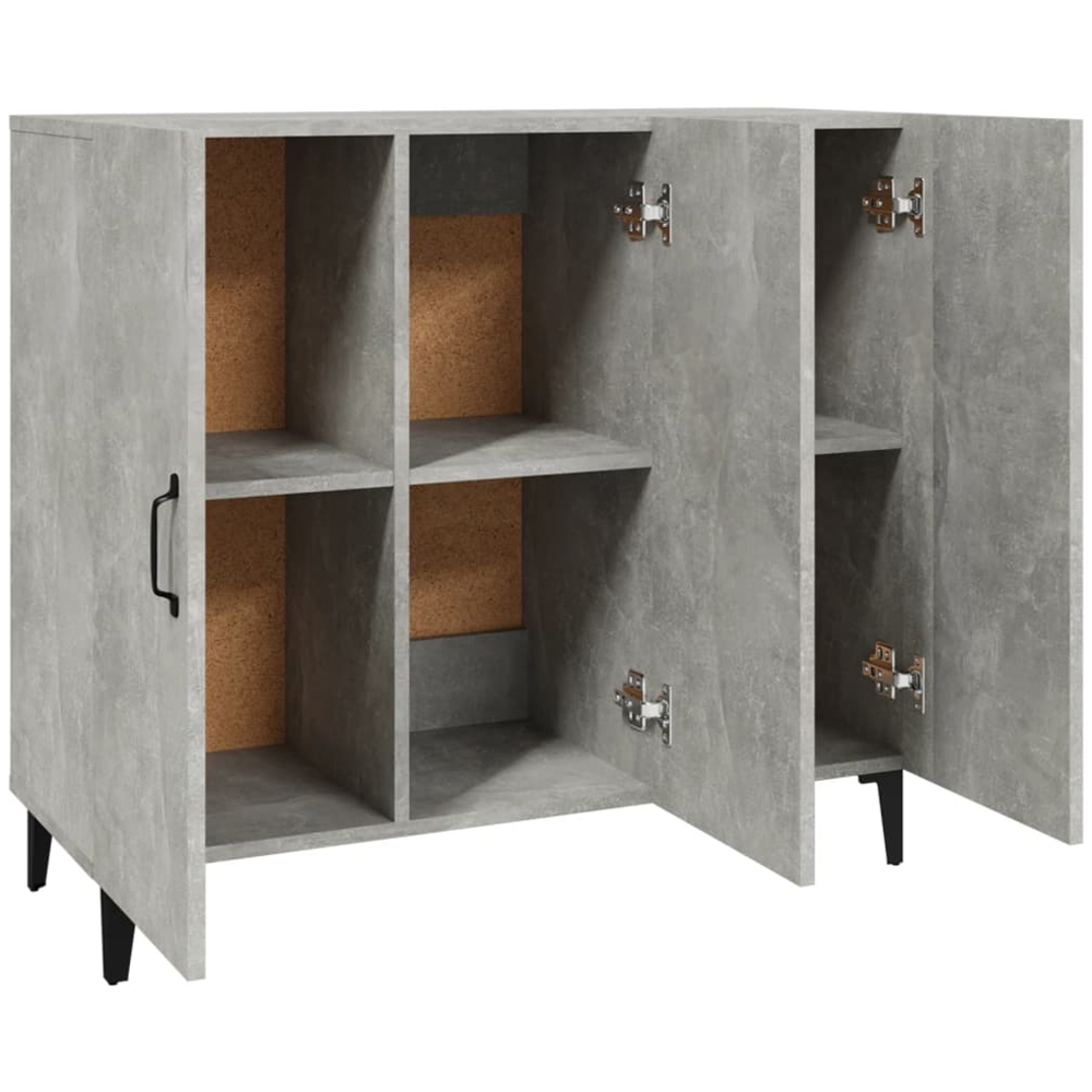 vidaXL 3 Door Concrete Grey Industrial Wooden Sideboard Image 5